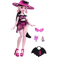 Monster High Scare-adise Island Draculaura Doll with Swimsuit, Sarong and Beach Accessories Like Hat, Sunscreen, and Tote