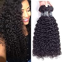 Amella Hair 8A Brazilian Curly Hair 3 Bundles Curly Weave Brazilian Human Hair Bundles 100% Unprocessed Brazilian Virgin Hair Black Color 16 18 18 inch