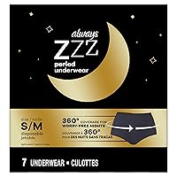 Always ZZZ Overnight Disposable Period Underwear for Women Size Small/Medium, 360° Coverage, 7 Count