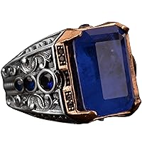 KAMBO Created Paraiba Stone Ring, 925 Sterling Silver Men Ring