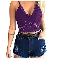 Camisole for Women Sexy Lace Crochet Cami Shirt V-Neck Hollow Out No Padded Vests Crop Top Underwear Sleeping Lingerie