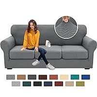 2024 Newest 4 Pieces Couch Covers for 3 Cushion Couch Super Stretch Thick Soft Sofa Cover Anti Slip Sofa Slipcover Dogs Cats Furniture Protector (Light Gray, 71
