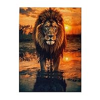 Lion Wooden Jigsaw Puzzle 500 Piece Surprise for Family Home Decor Art Puzzle,Unique Birthday Present Suitable for Teenagers and Adults for Kid,20.4 X 15 Inch