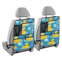 Yellow Rubber Ducks Blue Kick Mats Back Seat Protector Waterproof Car Back Seat Cover for Kids Backseat Organizer with Pocket Protect from Dirt Scratches, 2 Pack, Car Accessories