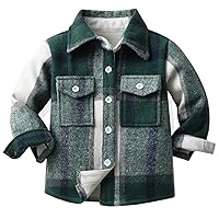 Cromoncent Boys Long Sleeve Flannel Plaid Shirt Button Down Thick Shirts