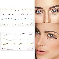 2 Sheets Face Gems Self-Adhesive Rhinestone Eyeliner Stickers Eye Pearls Hair Jewels for Makeup Stick On Halloween Christmas Rave Festival Costume Party Carnival Event for Nail Body Crafts