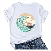 Summer Women Lightning Tshirt Tops Trendy Casual Loose Fit Crewneck Blouses Short Sleeve Cute Comfy Soft Tunic Tees