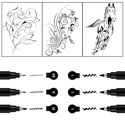 Brusarth Calligraphy Pens, Calligraphy Pens for Writing,Brush Pens  Calligraphy Set for Beginners, Hand Lettering Pens, 4 Size(6 Pack)