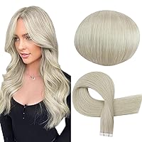 Full Shine Ice Blonde Tape In Extensions Human Hair Virgin Tape In Hair Extensions Real Human Hair Color 1000 Blonde 25 Gram Unprocessed Human Hair Extensions Tape In Straight Hair 10pcs Remy Hair