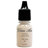 Airbrush Makeup Foundation Matte Finish M1 Fair Ivory Water-based Makeup Long Lasting All Day Without Smearing Running, Fading or Caking 0.25 Oz Bottle By Glam Air