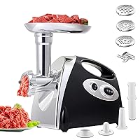 Electric Meat Grinder, Heavy Duty Meat Grinders 2800W, Stainless Sausage Maker Meat Mincer Machine with Blade, 3 Plates, Sausage Stuffer Tube and Kubbe Kit for Home Kitchen Use (Handle-White)