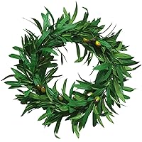 Olive Wreaths for Front Door, 15.75 Inch Artificial Olive Branch Wreath with Olive Fruit Hanging Realistic Green Olive Leaf Wreath, Spring Wreath