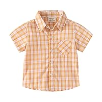 Boys Tee Shirt Size 5 Kids Toddler Flannel Shirt Jacket Plaid Short Sleeve Lapel Button Down Little Boys 4t