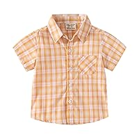 Top for Boys Kids Toddler Flannel Shirt Jacket Plaid Short Sleeve Lapel Button Down Shacket Baby 2t Boys Play