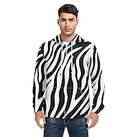 ALAZA Stylish Black White Zebra Look Men's Full-Zip Fleece Hoodie