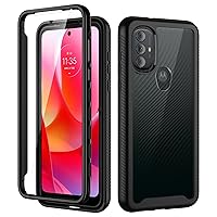 seacosmo for Moto G Power 2022 Case, Full Body Shockproof Cover [with Built-in Screen Protector] Slim Lightweight Heavy Duty Fit Protective Phone Case for Motorola G Power 2022 6.5 Inch - Black/Clear