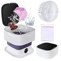 Portable Washing Machine, 10L Large Capacity Portable Washing Machine Foldable,Mini Washing Machine with 3 Modes Deep Cleaning for Underwear,Underpants，Socks,Baby Clothes,Pet Supplies-Purple