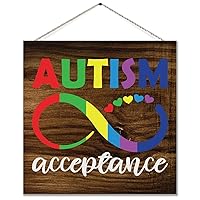 Infinity Autism Acceptance Heart Rustic Wall Art Decor Autism Awareness Sign Puzzle Piece Autistic Support Wood Sign Farmhouse Wooden Plaque Kitchen Bedroom Living Room Home Decor Birthday Gift