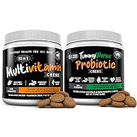 Bundle TummyWorks Probiotic Soft Chews & 10 in 1 Multivitamin Chew Treats for Dogs - Probiotics for Gut Flora, Digestive Health - 20 Healthy Actives