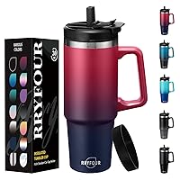 30 oz Tumbler with Lid and Straw - Keep Cold 36H & Hot 12H, Metal Coffee Tumblers with Lid (Straw & Flip Lid), Cupholder Friendly 30oz Insulated Mug, Travel Coffee Cup Tumbler with Handle