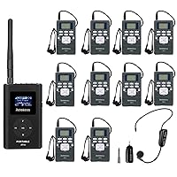 Retekess FT11 FM Transmitter, Rechargeable FM Radio Stereo Station, with TT123 Wireless Microphone and 10 PR13 FM Receiver for Drive-in Movie,Parking Lot