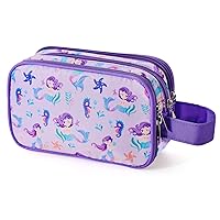 Kids Toiletry Bag for Girls, Travel Toiletry Bag for Little Young Girls Cosmetic Bag Makeup Bag Waterproof Hanging Wash Bag Toddler Toiletries, Mermaid Purple