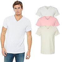 Bella Canvas Mens V-Neck T-Shirt, Unisex Short Sleeve Tee, Multipack of 1I3I6I10