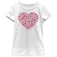 Marvel Girl's Heart Icons T-Shirt, White, Medium