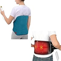 Comfytemp Cordless Heating Pad with Massager for Back and Cramps Pain Relief, and Blue Heating Pad for Back with 9 Heat Level, 11 Auto-Off, FSA HSA Eligible, Gifts for Women Men Mom