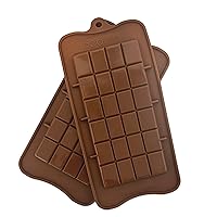 TYH Supplies Chocolate Bar Mold | 2 Pack - 2 Bars | Food Grade Non Stick Rubber Chocolate Break-Apart Candy making Silicone Molds