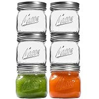 6 PACK Wide Mouth Mason Jars 16oz with Airtight Lids and Bands, Canning Jars with Crystal Glass for Food Storage, Spice Jars, Canning, DIY Projects, Jam, Jelly, Honey, Preserving, Drinking