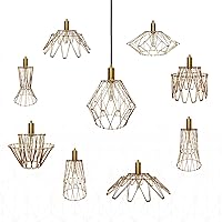Royal Designs, Inc. Foldable Industrial Metal Pendant Light with Adjustable 7 ft Long Lamp Cord & Canopy, Create 9 Different Shapes, Polished Brass, Single