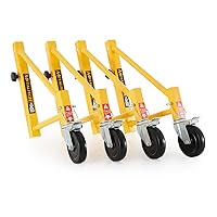 MetalTech 1,000 Pound Load Capacity Powder Coated 14 Inch Steel Baker Style 6 Foot Scaffolding Safety Accessory Outriggers with Casters, 4 Pack