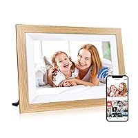 FRAMEO Digital Photo Frame WiFi 10.1 Inch Smart Digital Picture Frame 32G 1280x800 IPS LCD Touchscreen Large Memory Wall-mountable Auto-Rotate Easy Share Photos Video via Frameo App-Burlywood