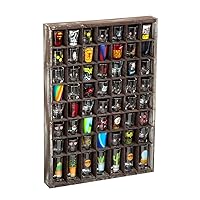 J JACKCUBE DESIGN - Rustic Wood Shot Glasses Display Case 56 Compartments Wall Mount Pint glass Shadow box Bar Cabinet Collection Freestanding - MK524A