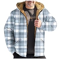 Fleece Jacket Men Full Zip Fleece Flannel Jackets Shirt Print Winter Sport Hoodies Soft Warm Coat for Men with Hoody