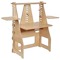 ECR4Kids Maker's Puzzle Sit or Stand Desk, Adjustable Height Desk, Natural