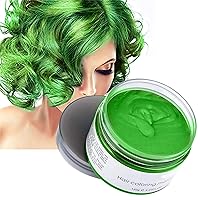 Green Temporary Hair Color Wax Dye, Halloween Hair Wax Dye Pomades Disposable Natural Hair Strong Style Gel Cream Hair Spray,Instant Hairstyle Mud Cream for Party, Cosplay, Masquerade etc. (Green)