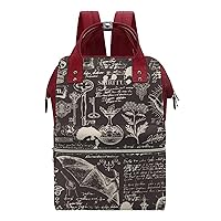 Magic Alchemy Witchcraft Casual Travel Laptop Backpack Fashion Waterproof Bag Hiking Backpacks Red-Style