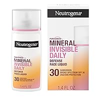 Neutrogena Purescreen+ Invisible Daily Defense Mineral Sunscreen for Face with SPF 30, Broad Spectrum Mineral Sunscreen with Vitamin E, Water Resistant, Fragrance-Free, 1.4 fl. oz