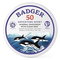 Badger Biodegradable Sunscreen in Metal Tin, SPF 50 Zinc Oxide Sunscreen with 98% Organic Ingredients, Reef Safe, Broad Spectrum, Water Resistant, Unscented, 2.4 oz