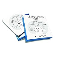 Dogs Coaster Set - Box Set of 4 Coasters, White and Blue (NYCOA06)
