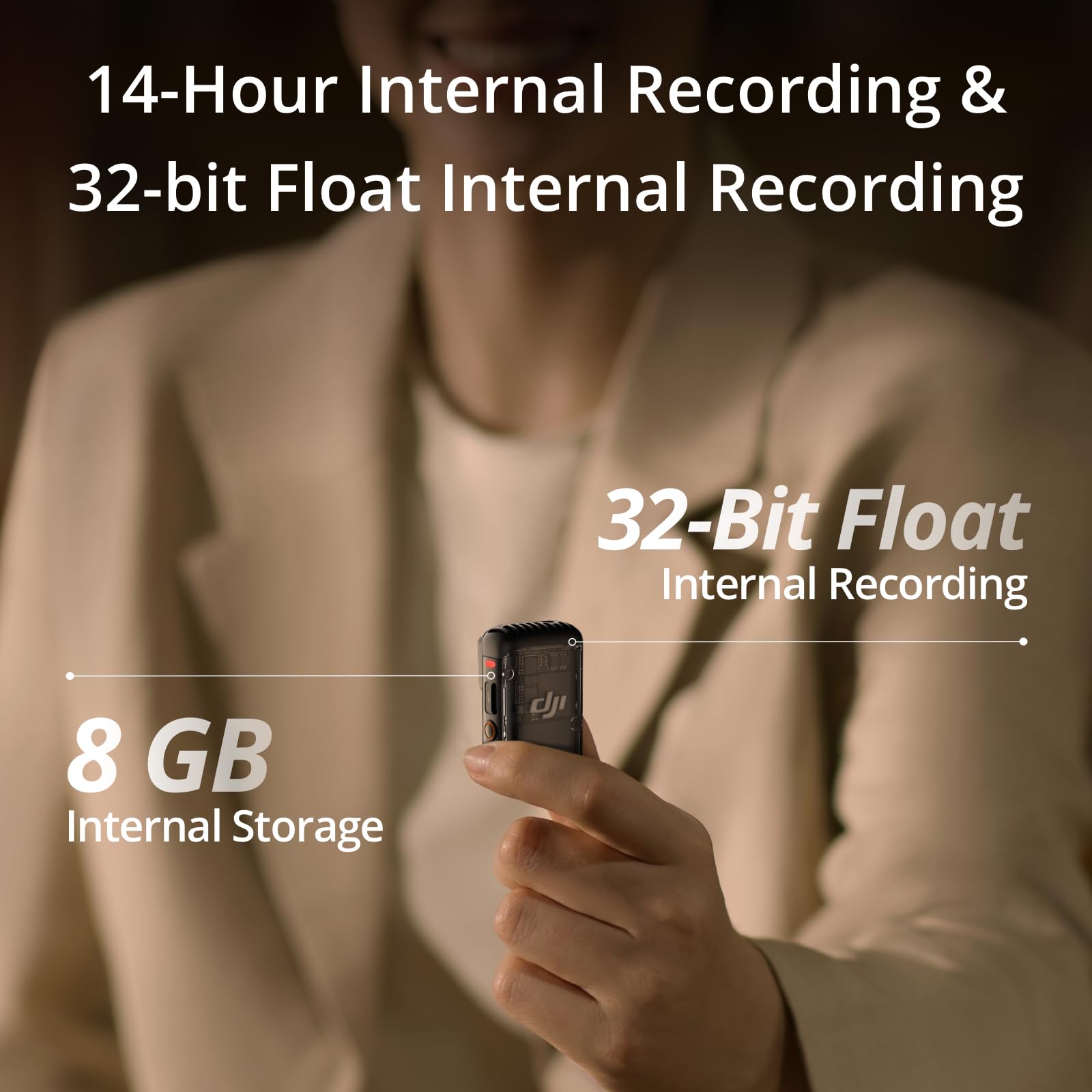 DJI Mic 2 (1 TX + 1 RX), Wireless Microphone with Intelligent Noise Cancelling, 32-bit Float Internal Recording, Optimized Sound, 250m (820 ft.) Range, Microphone for iPhone, Android, Camera, Vlogs
