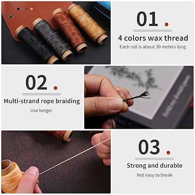 MORFEN Leather Sewing Kit, Leather Working Tools and Supplies, Leather Working Kit with Large-Eye Stitching Needles, Waxed Thread, Leather Upholstery