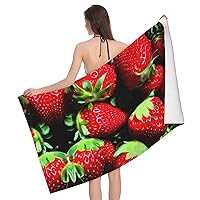 Strawberry Pattern Print Bath Towel,and Highly Absorbent for Shower, Quick Dry.Beach Accessories Essentials