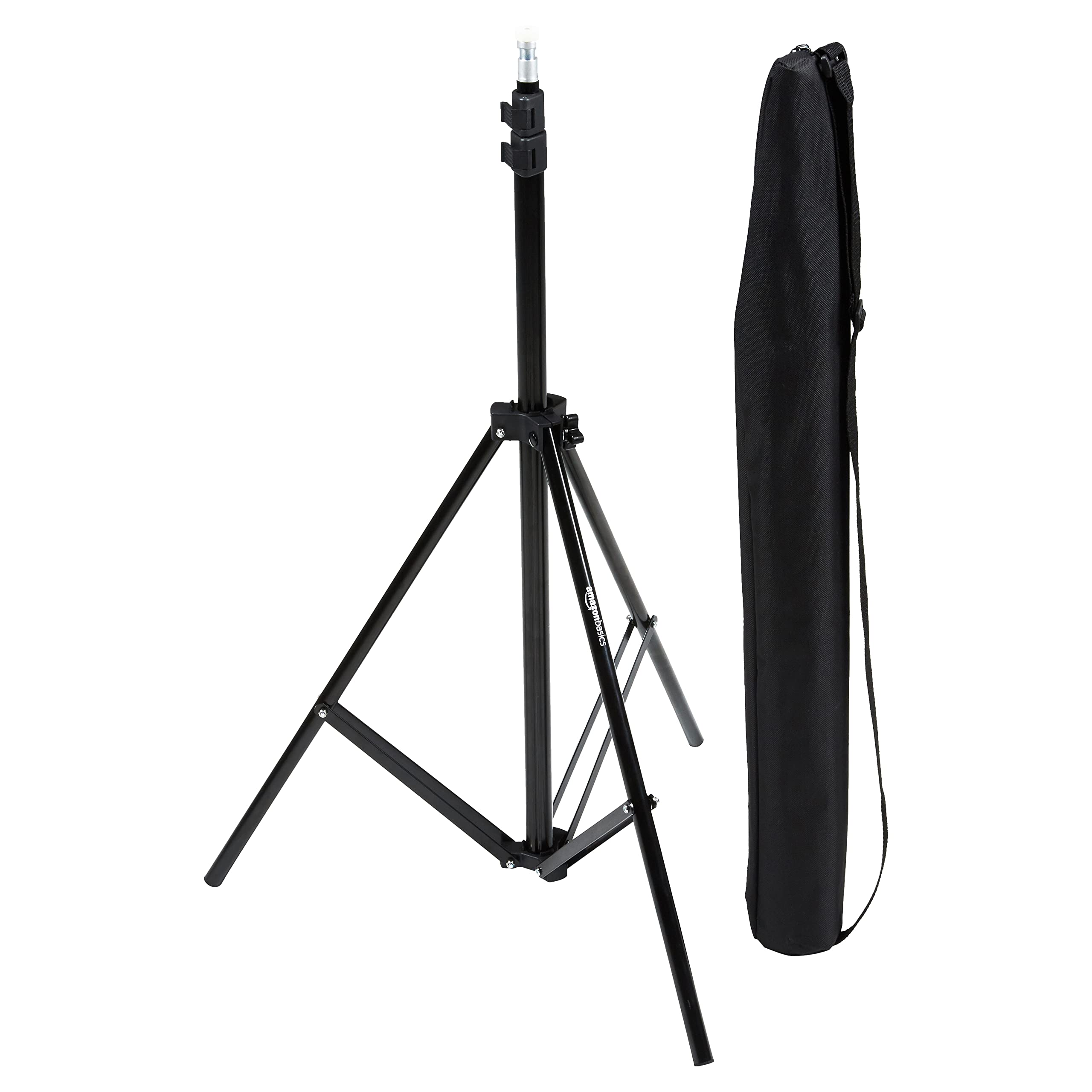 Amazon Basics Aluminum Light Photography Tripod Stand with Case - Pack of 2, 2.8 - 6.7 Feet, 3.66 Pounds, Black