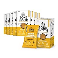 Bone Brewhouse - 9 Pack - Chicken Bone Broth Protein Powder - Lemon Ginger Flavor - Keto & Paleo Friendly - Instant Soup Broth - 10g Protein - Natural Collagen & Gluten-Free - 45 Individual Packets