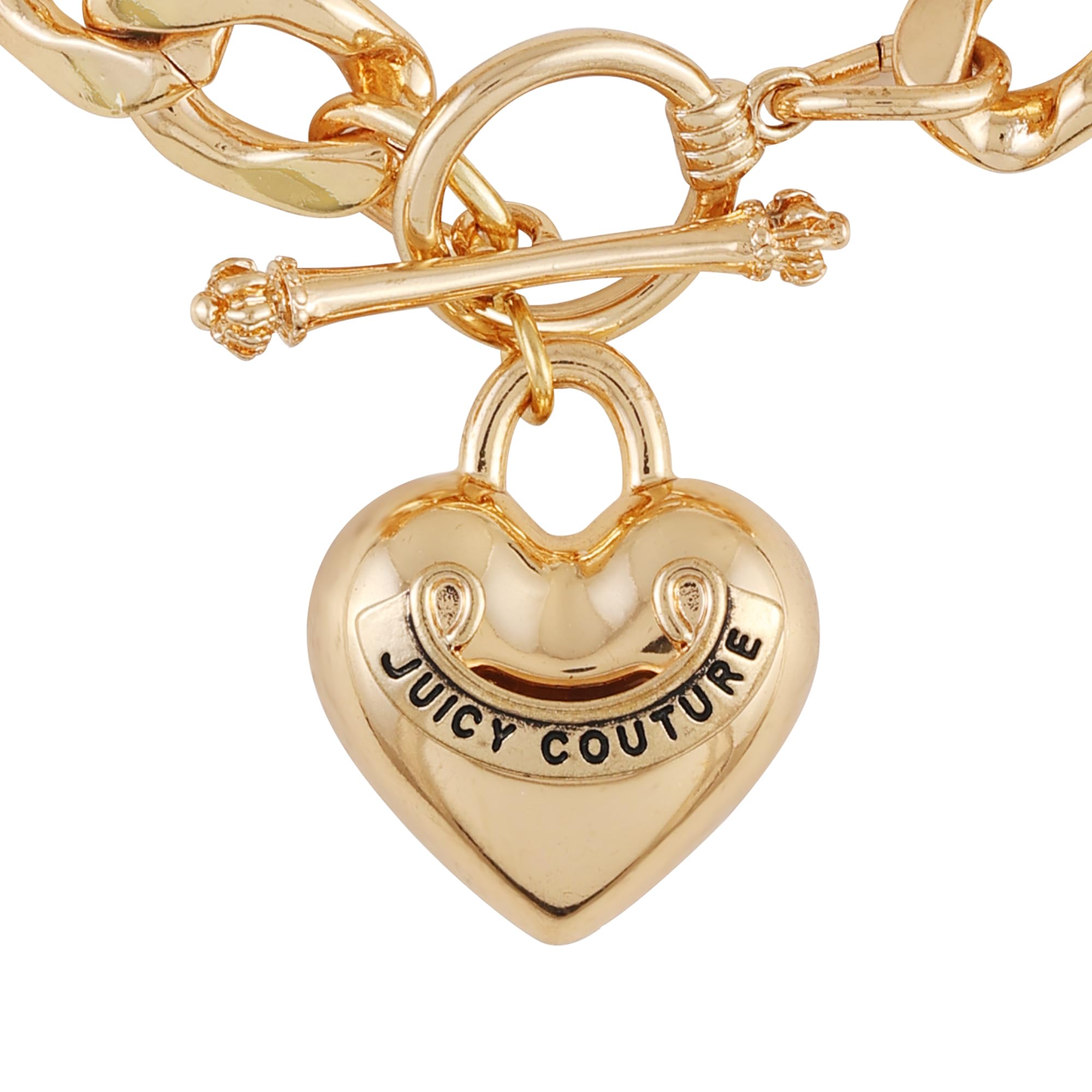 Juicy Couture Goldtone Thick Chain Heart Charm Toggle Bracelet