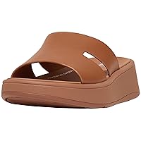 FitFlop Women's F-Mode Raw-Edge Leather Flatform H-bar Slides Wedge Sandal