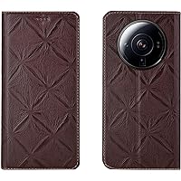 for Xiaomi 12S Ultra Wallet Case Real Leather Cowhide Flip Magnetic Shockproof Cell Phone Cover with Card Holder Stand Function for Xiaomi 12S Ultra 5G 2022,Brown